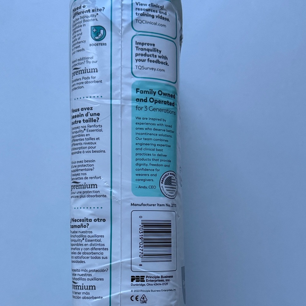 Tranquility Essential Booster Pads Adult Unisex Heavy Absorb 3.5’x12’ - 270 Pads - Picture 5 of 10